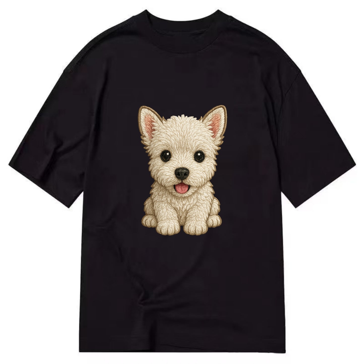 Baby West Highland White Terrier Puppy - all white, pointed ears, dark eyes, - Classic T-shirt - Black