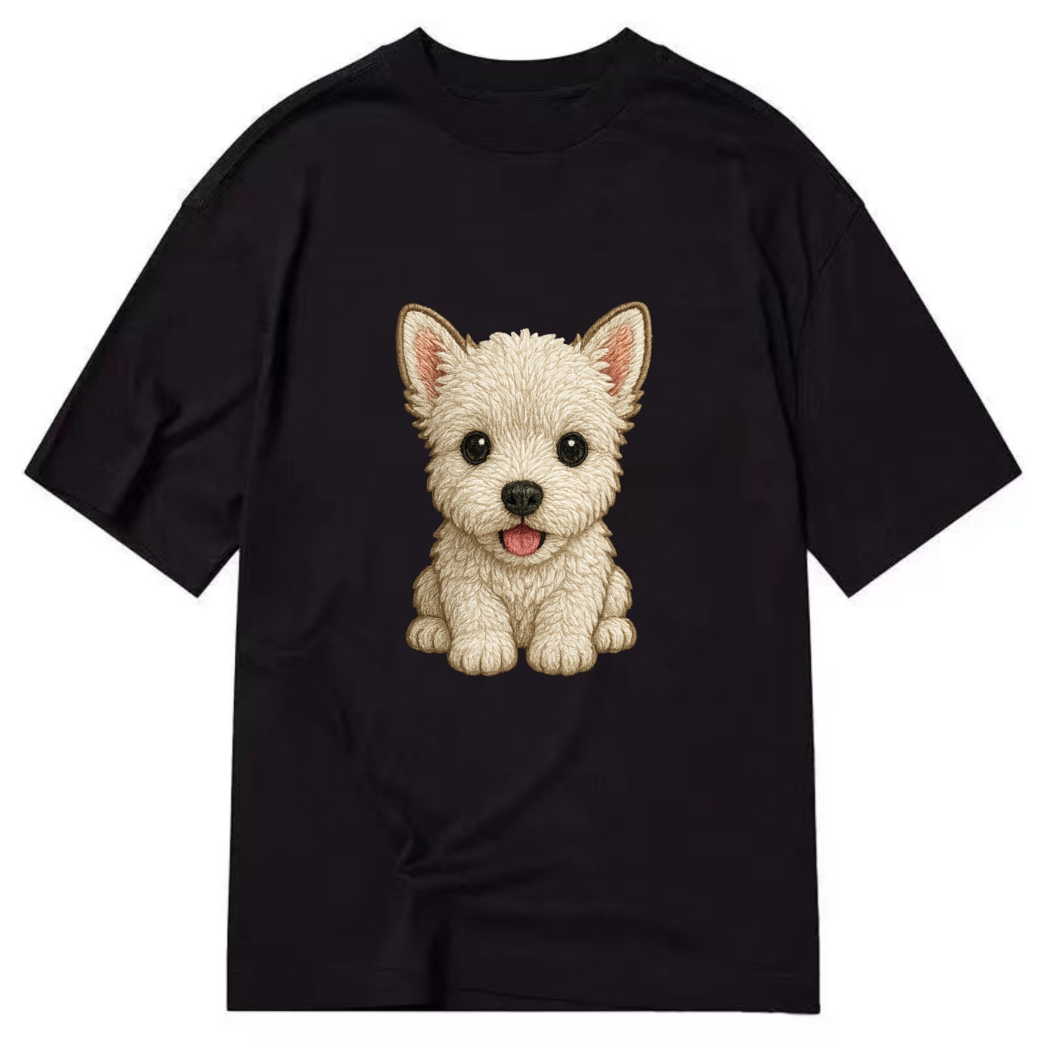 Baby West Highland White Terrier Puppy - all white, pointed ears, dark eyes, - Classic T-shirt - Black