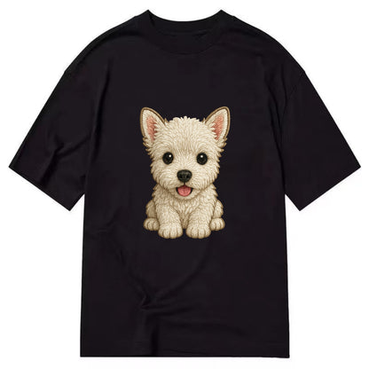 Baby West Highland White Terrier Puppy - all white, pointed ears, dark eyes, - Classic T-shirt - Black