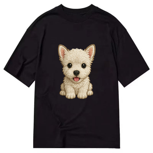 Baby West Highland White Terrier Puppy - all white, pointed ears, dark eyes, - Classic T-shirt - Black