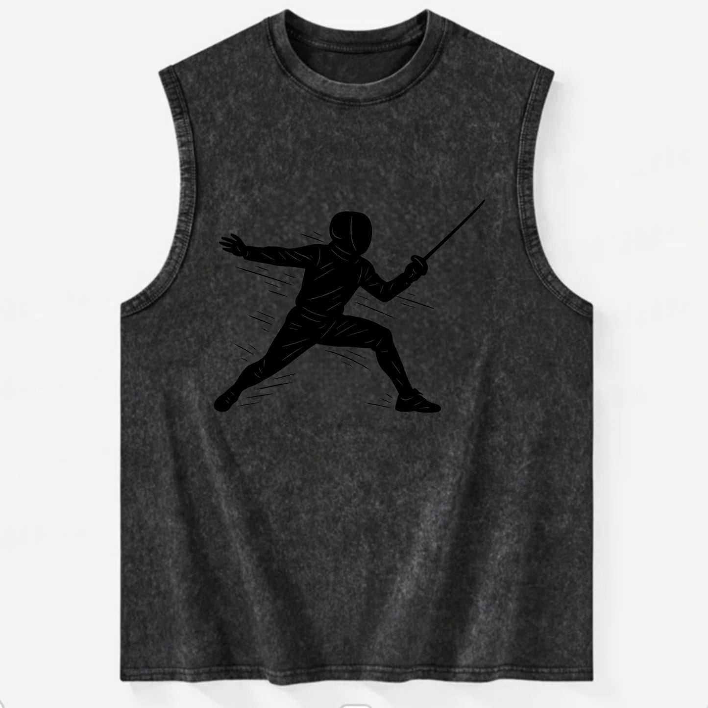 Fencer lunging attack position - Vintage Washed Tank - Black