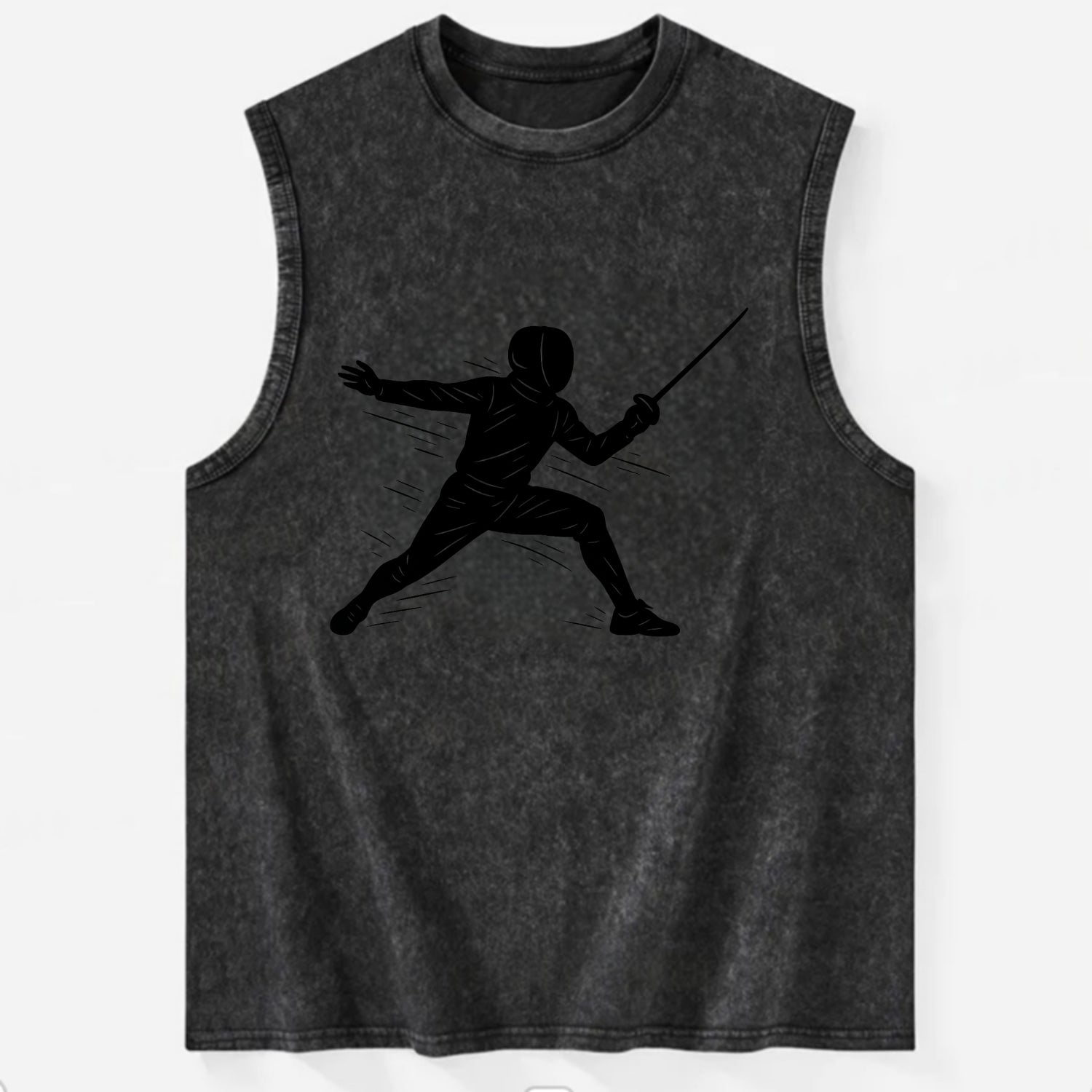 Fencer lunging attack position - Vintage Washed Tank - Black