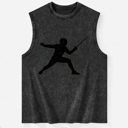 Fencer lunging attack position - Vintage Washed Tank - Black