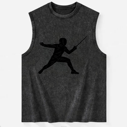 Fencer lunging attack position - Vintage Washed Tank