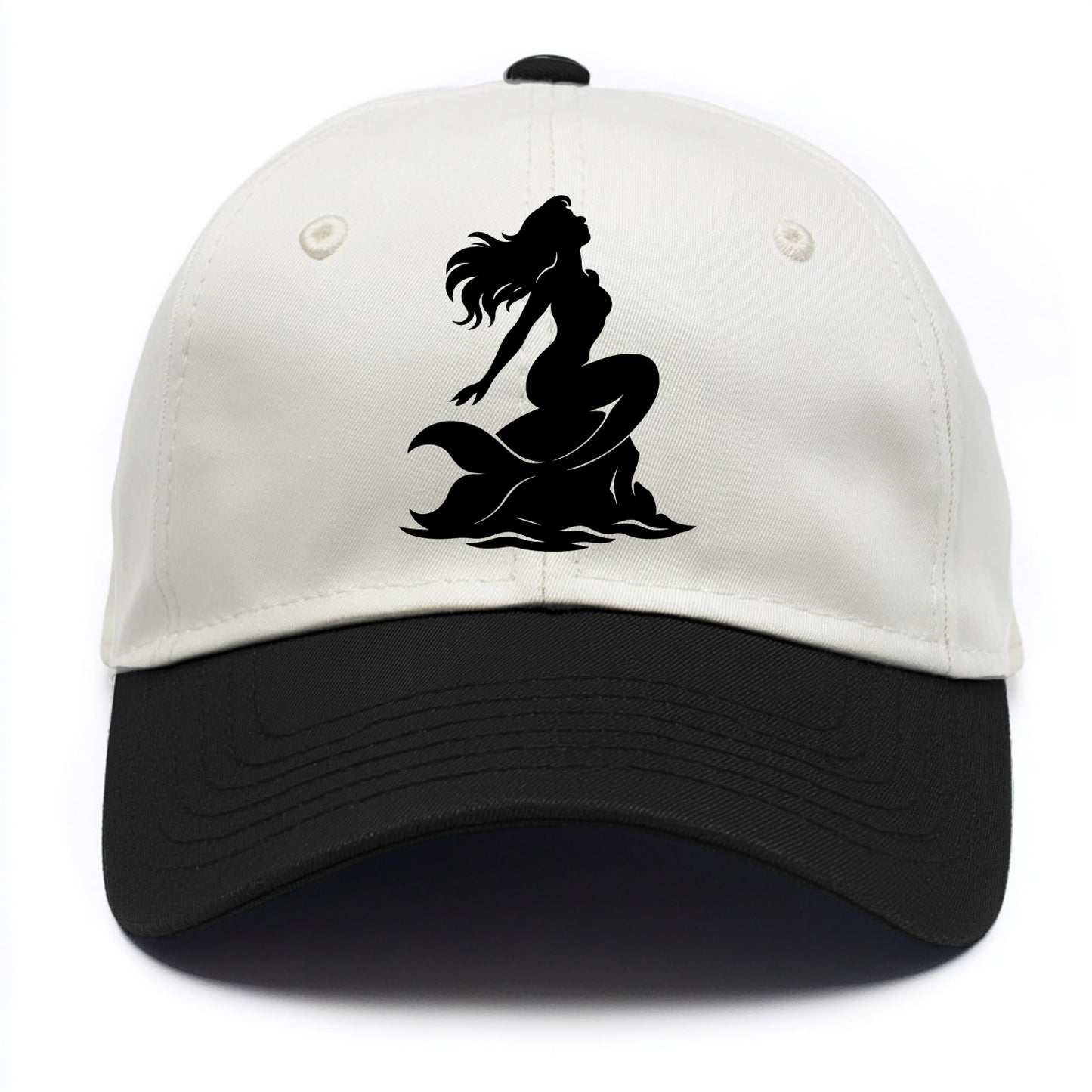 Mermaid on ocean rock - Two Tone Cap - Black
