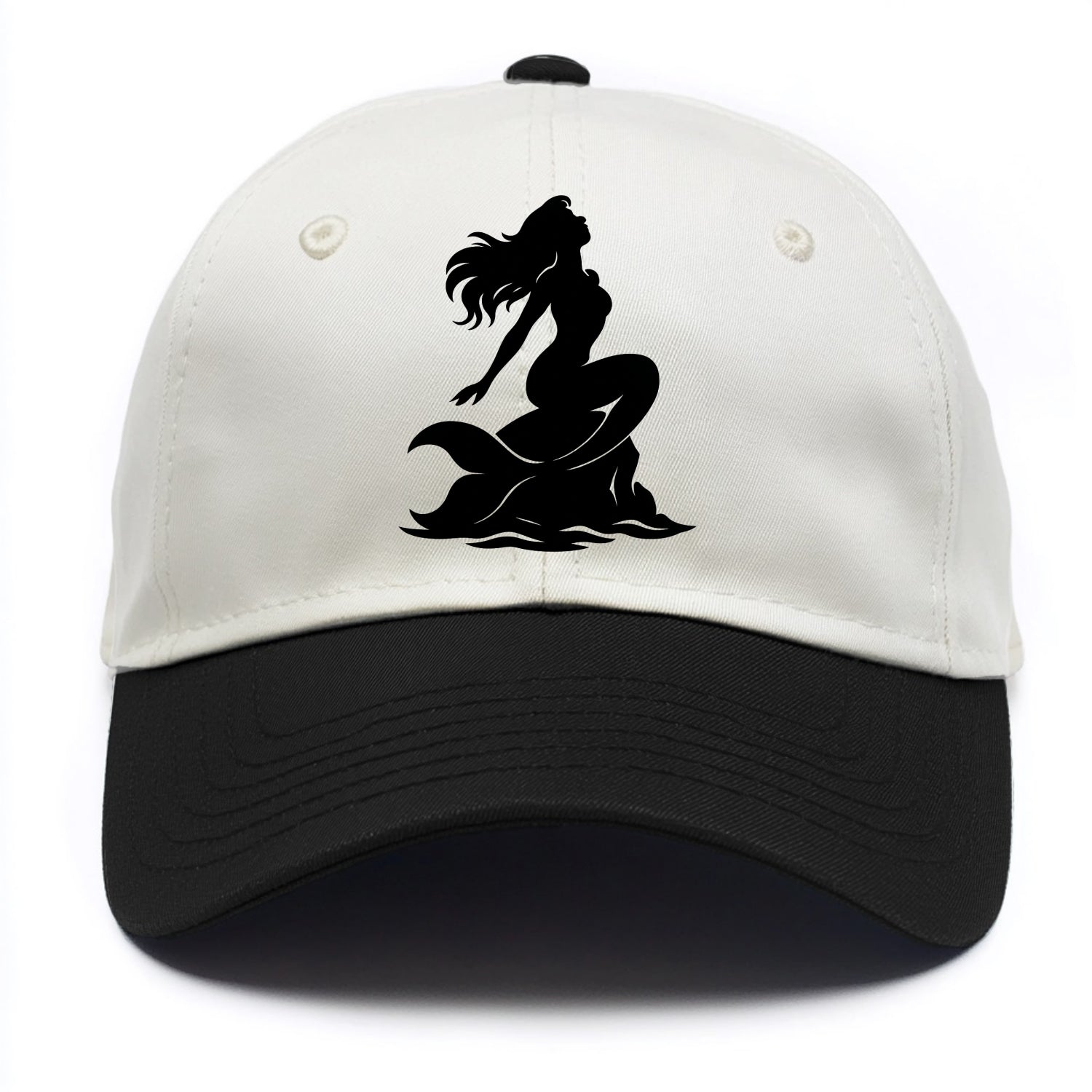 Mermaid on ocean rock - Two Tone Cap - Black