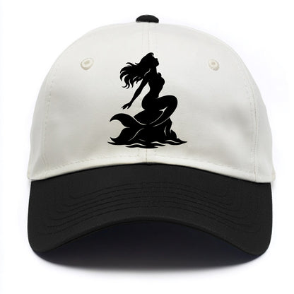 Mermaid on ocean rock - Two Tone Cap - Black