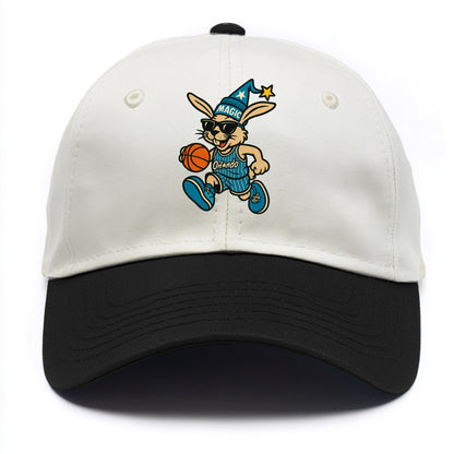 Orlando Rabbit wearing Magic blue and silver beanie with wizard hat and wayfarer - Two Tone Cap - Black