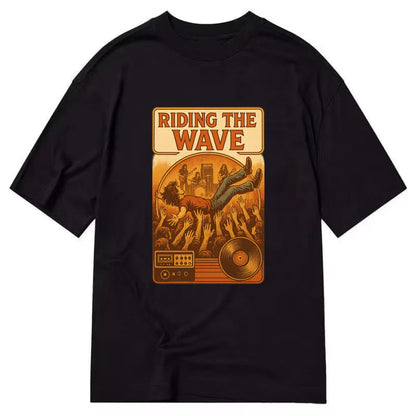 Crowd surfing at packed concert - "Riding the Wave" - concert energy - Classic T-shirt - Black