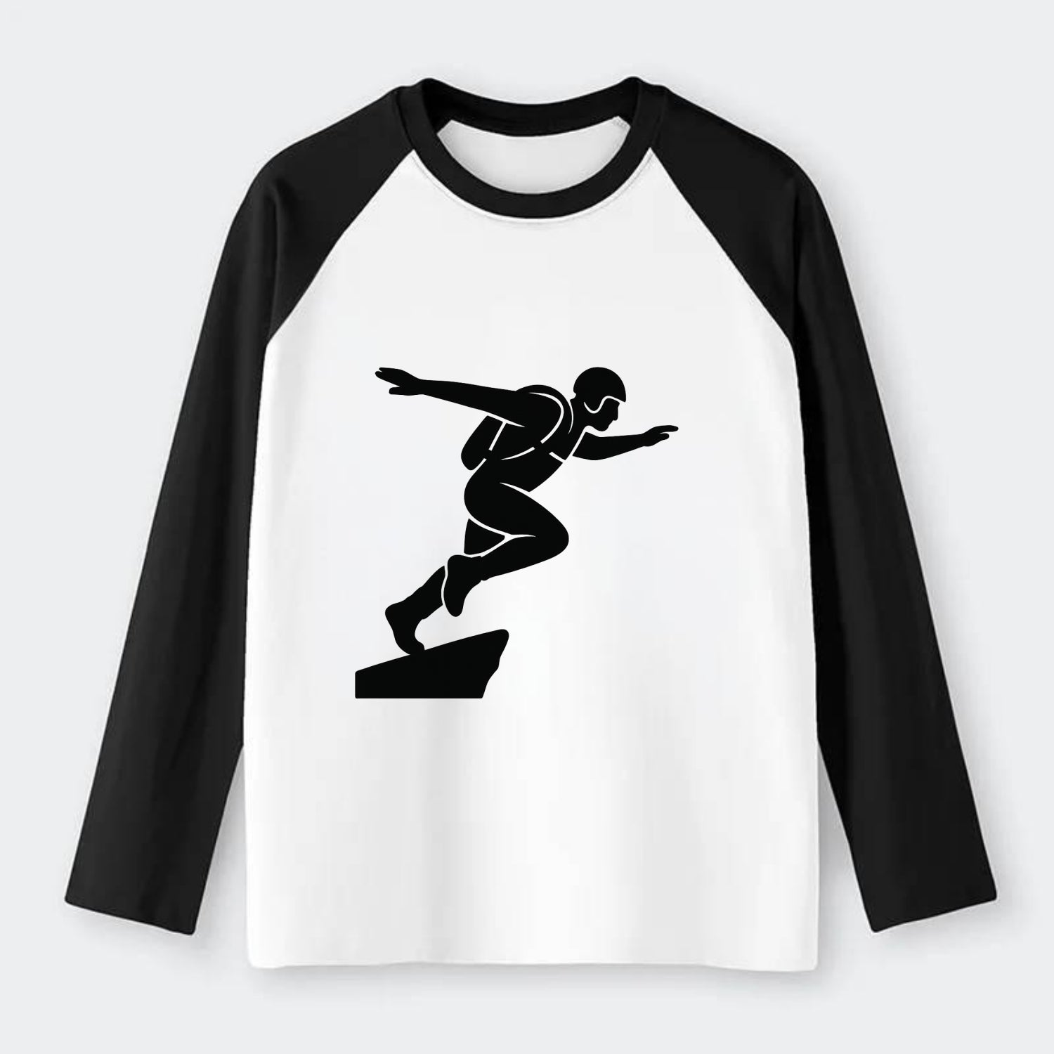 Base jumper launching off - Raglan Long Sleeve T-Shirt - Black