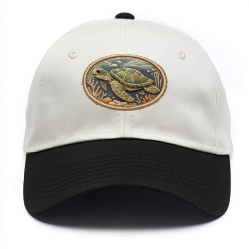 SEA TURTLE - swimming turtle in green and blue , ocean life - Two Tone Cap