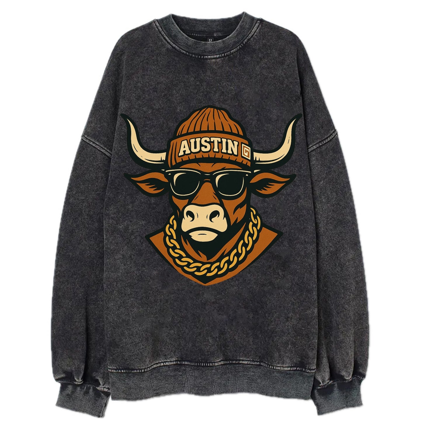 Austin Longhorn - Vintage Sweatshirt - Black