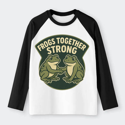 Frogs Together Strong 3 - Raglan Long Sleeve T-Shirt - Black