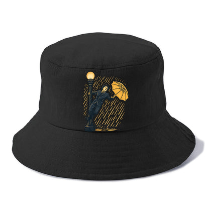 joyful dancing on lamppost in heavy rain with big smile - Bucket Hat - Black