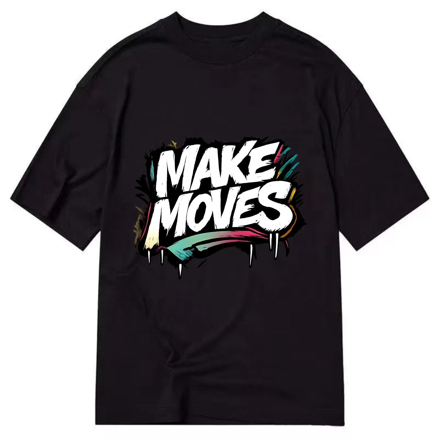 Bold typography design - "MAKE MOVES" - take action, progress forward - Classic T-shirt - Black