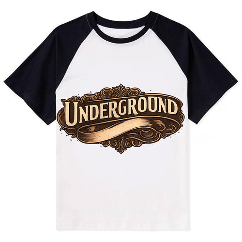 Bold typography design - UNDERGROUND - hidden scene, alternative - Contrast Raglan T-shirt