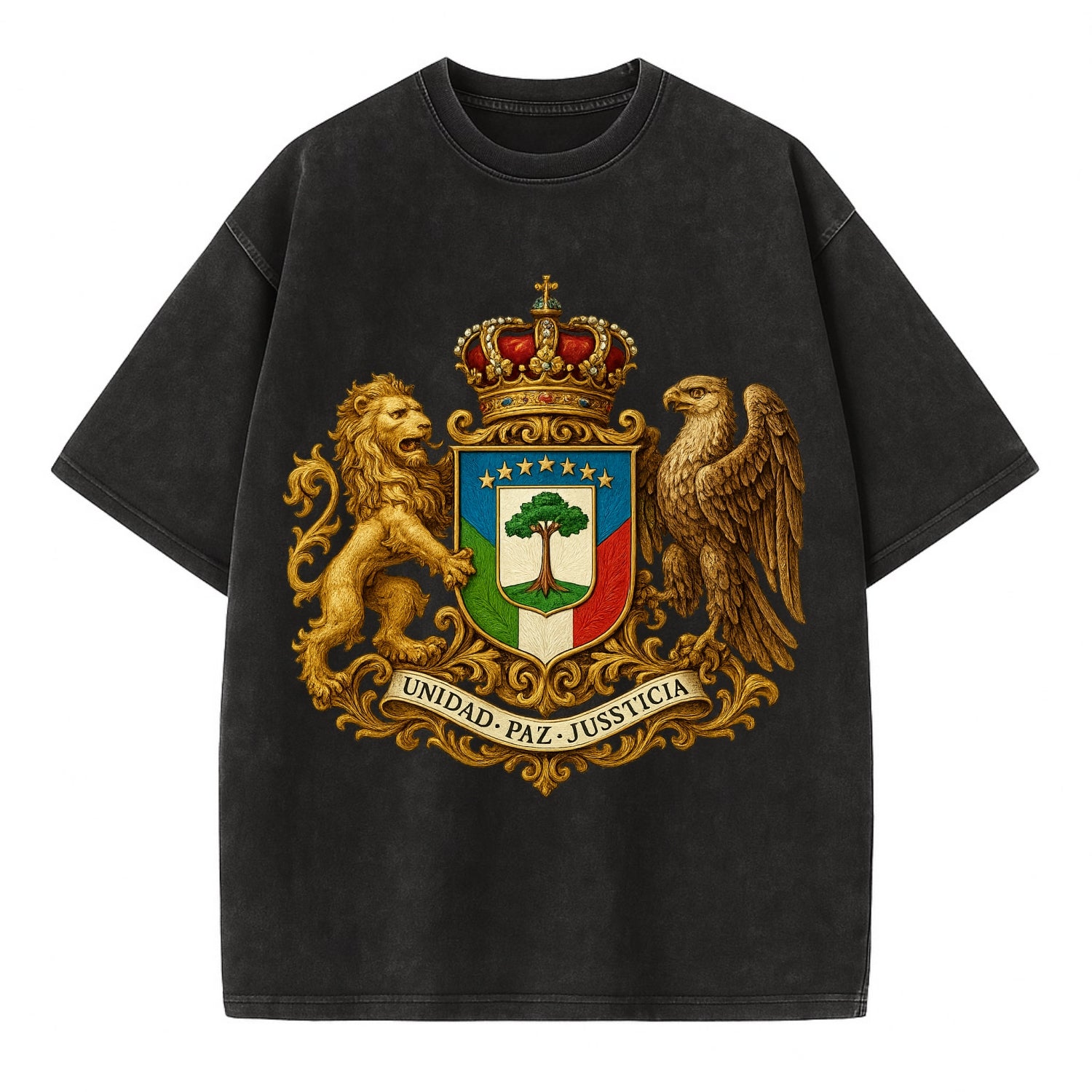 Equatorial Guinea Silk Cotton Tree Emblem - Vintage T-shirt - Black