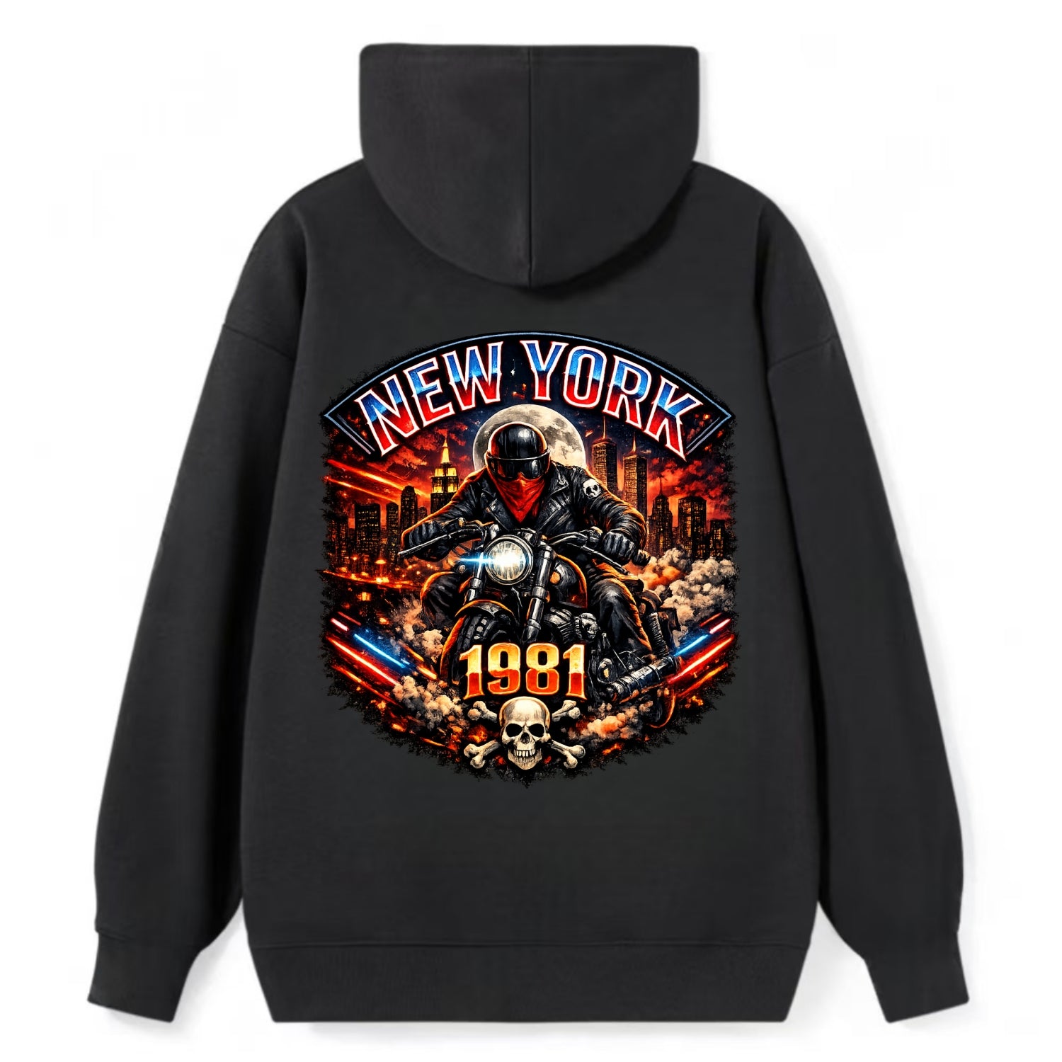 New York 1981 Biker - Classic Pullover Hoodie - Black