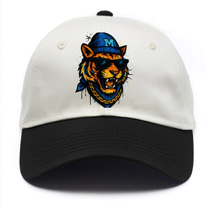 Memphis Tiger wearing Memphis beanie with M patch - Two Tone Cap - Black