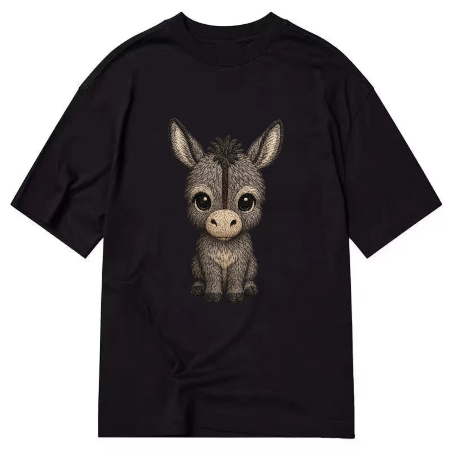 Baby Donkey Foal - gray fluffy, long ears, dark stripe, gentle eyes, - Classic T-shirt - Black