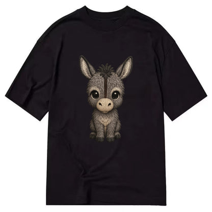 Baby Donkey Foal - gray fluffy, long ears, dark stripe, gentle eyes, - Classic T-shirt - Black