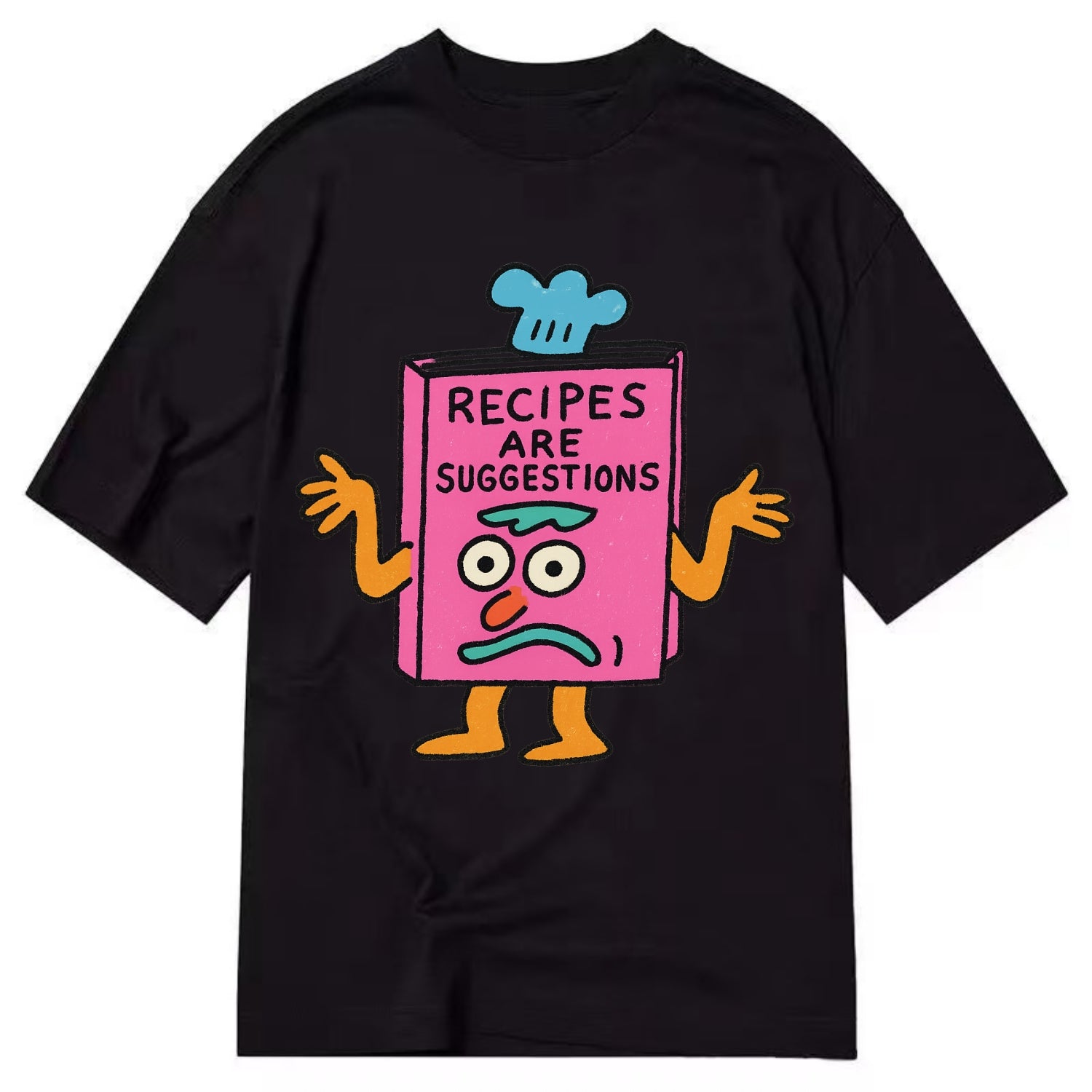 RECIPES ARE SUGGESTIONS | Cookbook shrugging - Classic T-shirt - Black