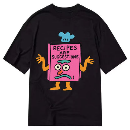 RECIPES ARE SUGGESTIONS | Cookbook shrugging - Classic T-shirt - Black