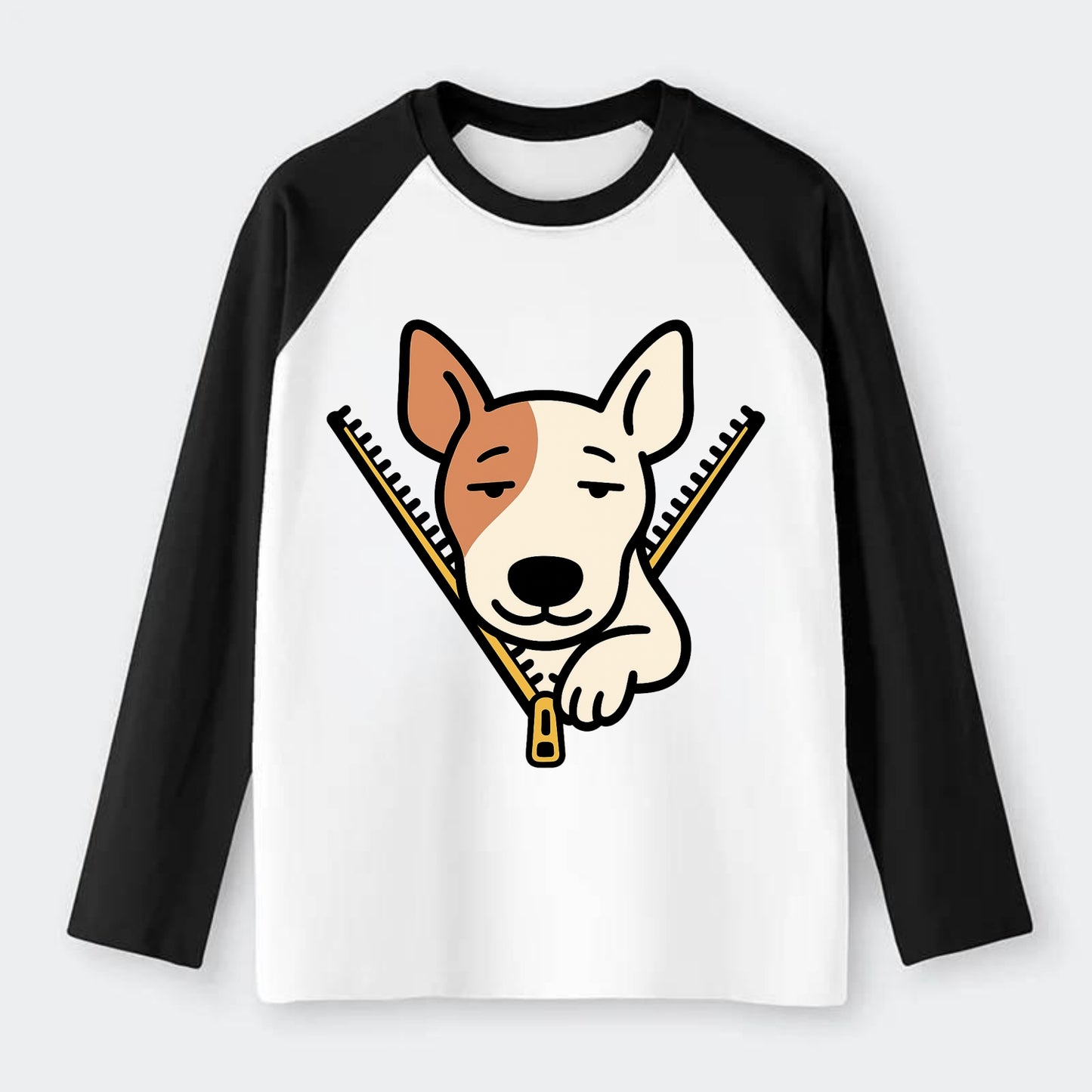 Bull Terrier - Raglan Long Sleeve T-Shirt - Black