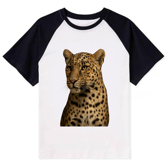 Leopard  - Contrast Raglan T-shirt - Black