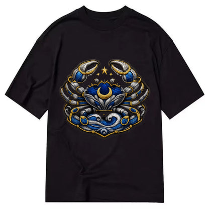 CANCER CRAB - protective crab in silver and blue , water sign - Classic T-shirt - Black
