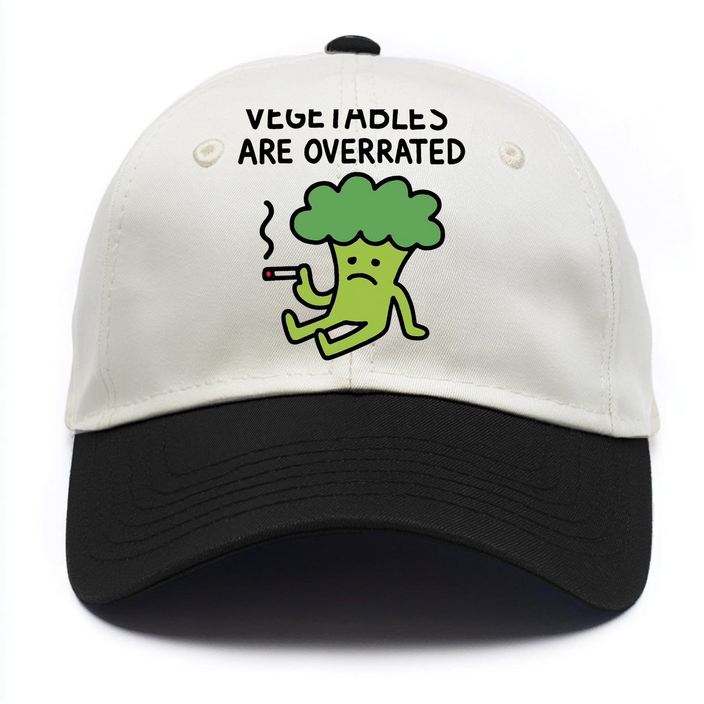 VEGETABLES ARE OVERRATED | Rebellious broccoli smoking - Two Tone Cap - Black