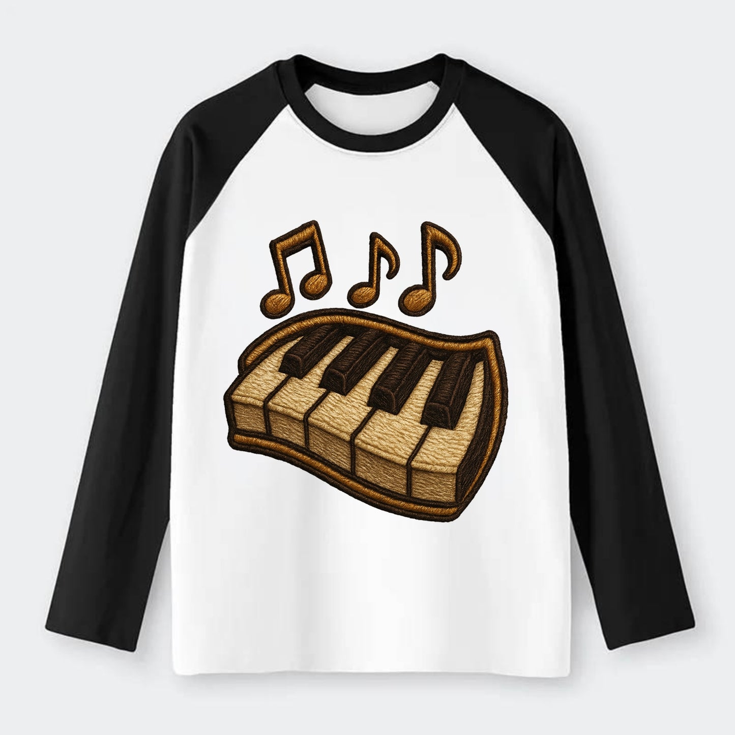 Piano Keys  - Raglan Long Sleeve T-Shirt - Black
