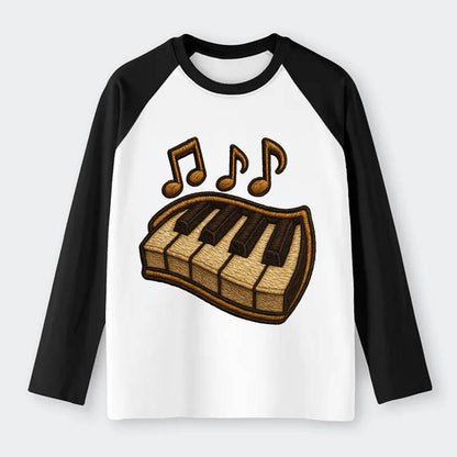 Piano Keys  - Raglan Long Sleeve T-Shirt - Black
