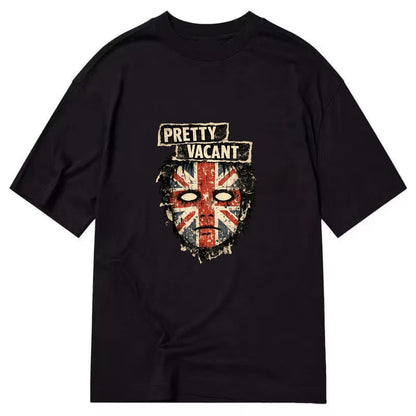 PRETTY VACANT | Blank stare Union Jack face | Empty expression | Punk nihilism | - Classic T-shirt - Black