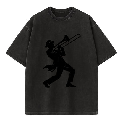 Trombone player jazz improvisation - Vintage T-shirt - Black