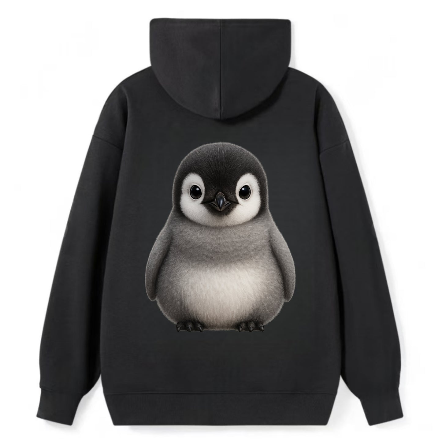 Baby Adelie Penguin - black and white, round body, curious eyes, - Classic Pullover Hoodie - Black
