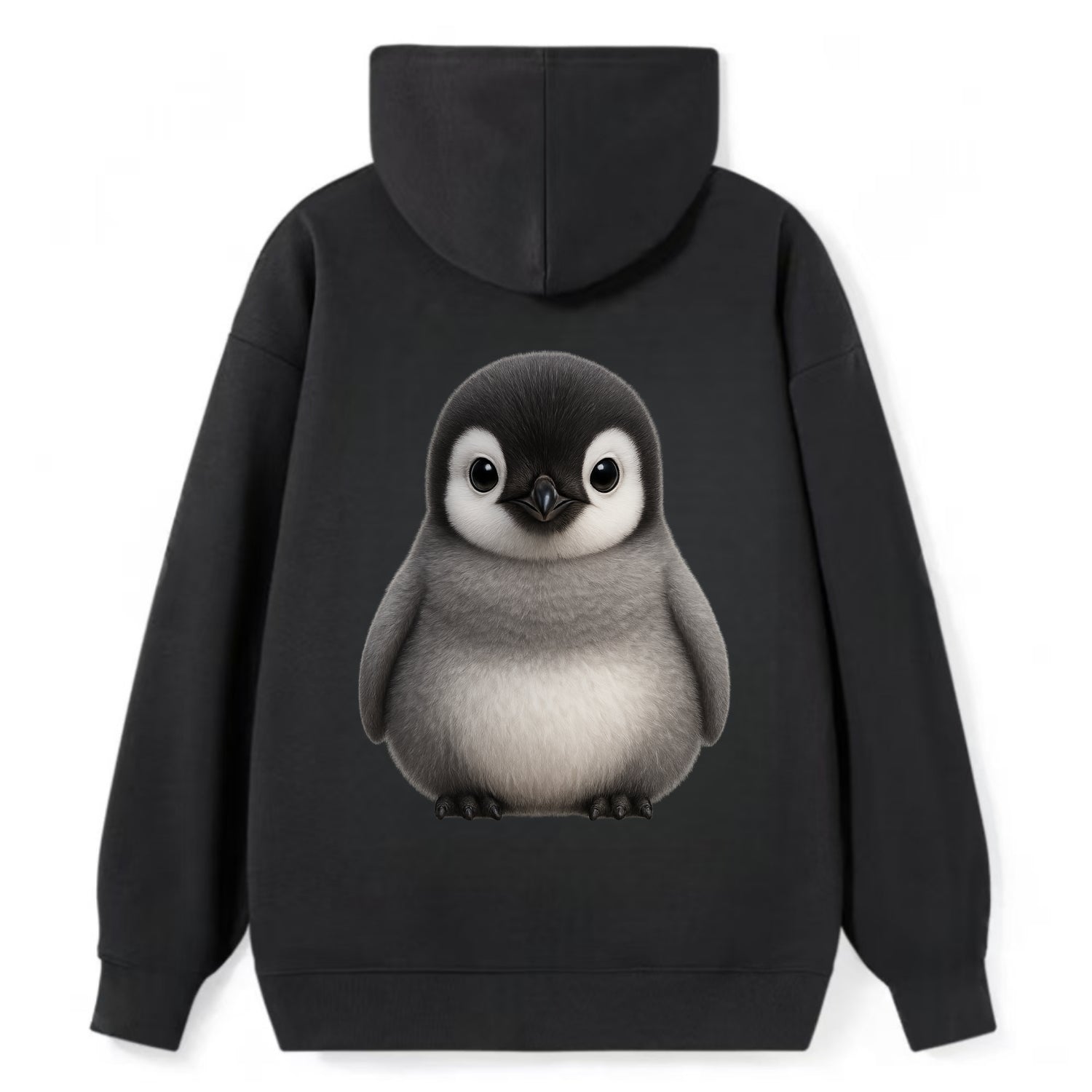Baby Adelie Penguin - black and white, round body, curious eyes, - Classic Pullover Hoodie - Black