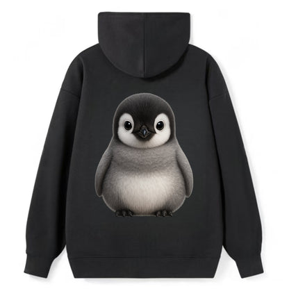 Baby Adelie Penguin - black and white, round body, curious eyes, - Classic Pullover Hoodie - Black