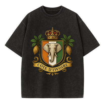 Ivory Coast Royal Logo  - Vintage T-shirt - Black