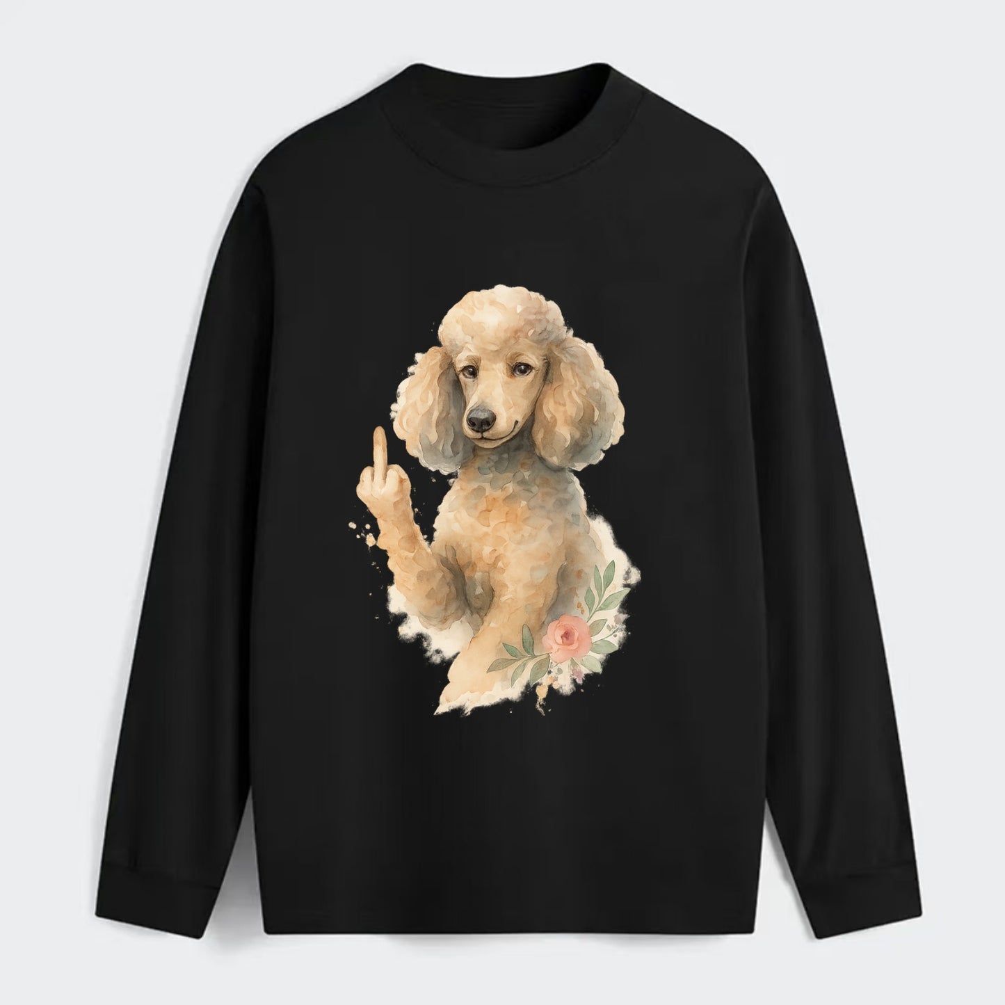 Standard Poodle with curly styled coat, intelligent face, fancy paw - Classic Long Sleeve Shirt - Black