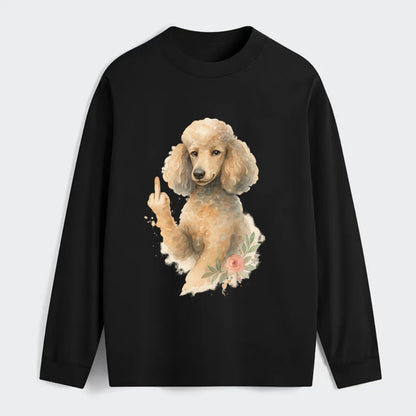 Standard Poodle with curly styled coat, intelligent face, fancy paw - Classic Long Sleeve Shirt - Black