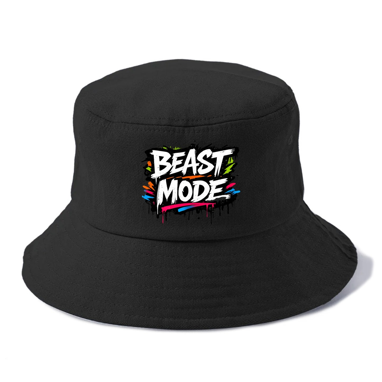 Bold typography design - "BEAST MODE" - intense workout, maximum effort - Bucket Hat - Black