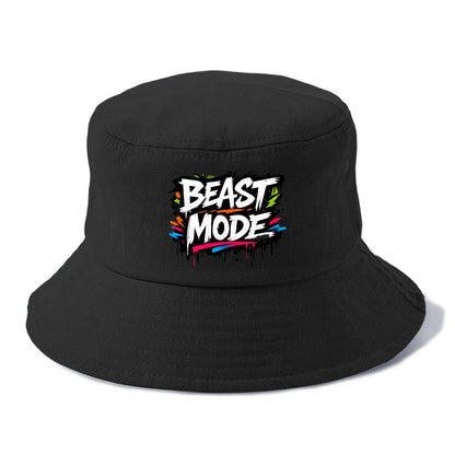 Bold typography design - "BEAST MODE" - intense workout, maximum effort - Bucket Hat - Black
