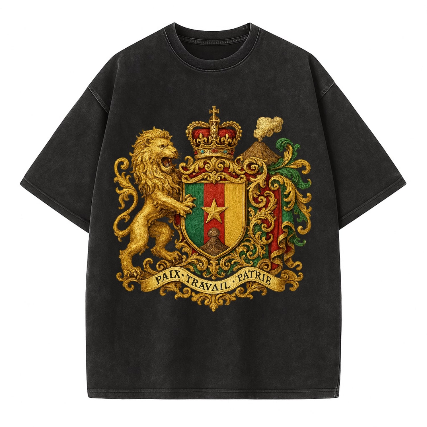 Cameroon Royal Logo  - Vintage T-shirt - Black