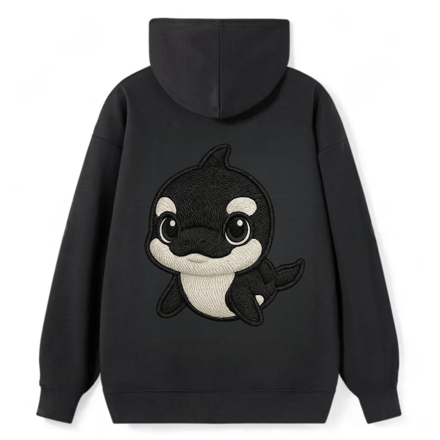 Baby Orca - black and white pattern, white eye patch, front-facing, - Classic Pullover Hoodie - Black