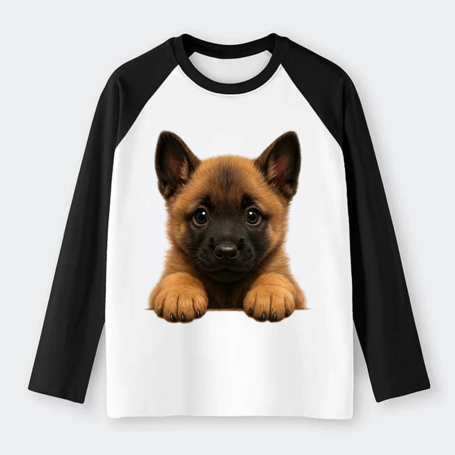 Belgian Malinois  - Raglan Long Sleeve T-Shirt - Black