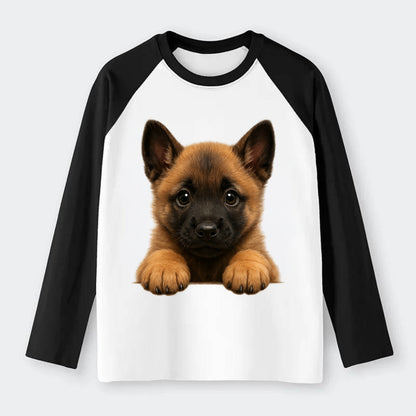 Belgian Malinois  - Raglan Long Sleeve T-Shirt - Black