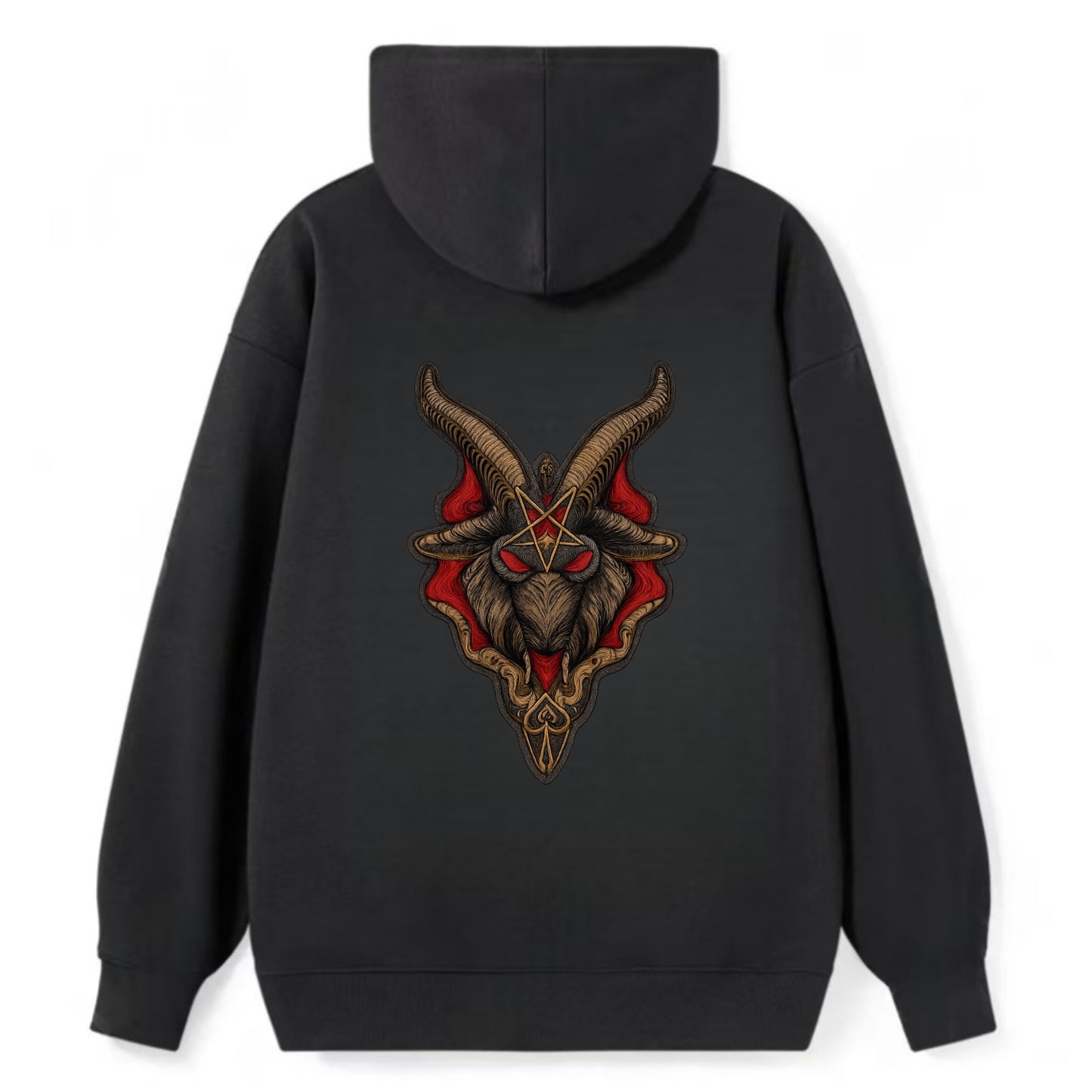 BAPHOMET HEAD - goat head symbol in black and red , occult - Classic Pullover Hoodie - Black