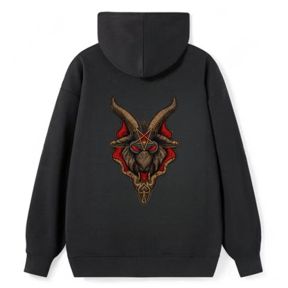 BAPHOMET HEAD - goat head symbol in black and red , occult - Classic Pullover Hoodie - Black
