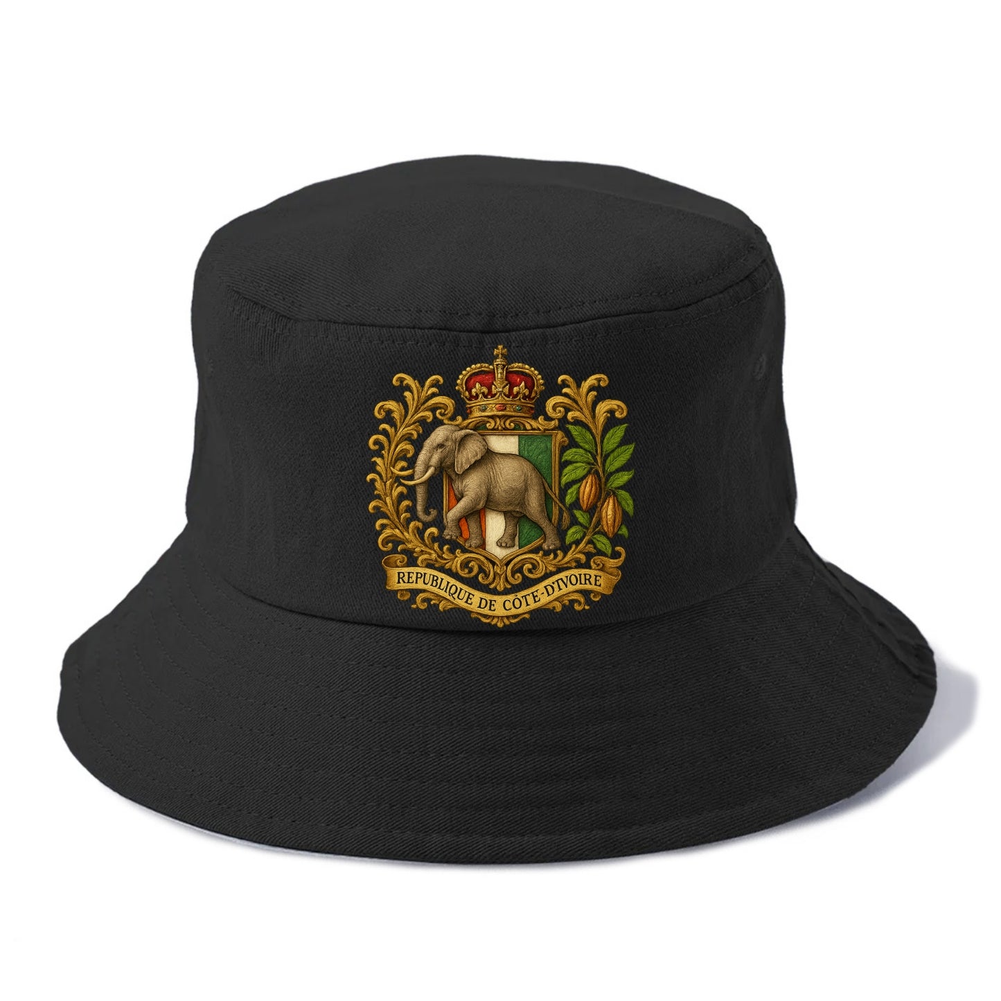 Ivory Coast Heritage Badge  - Bucket Hat - Black